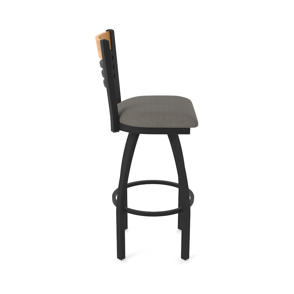 25" Swivel Counter Stool, Black Wrinkle Finish, Medium Back, Graph Chalice Seat. Picture 4