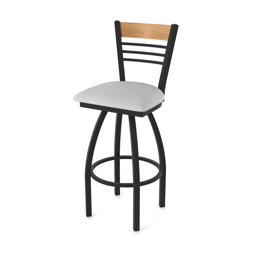 25" Swivel Counter Stool, Black Wrinkle Finish, Medium Back, Graph Alpine Seat. Picture 1