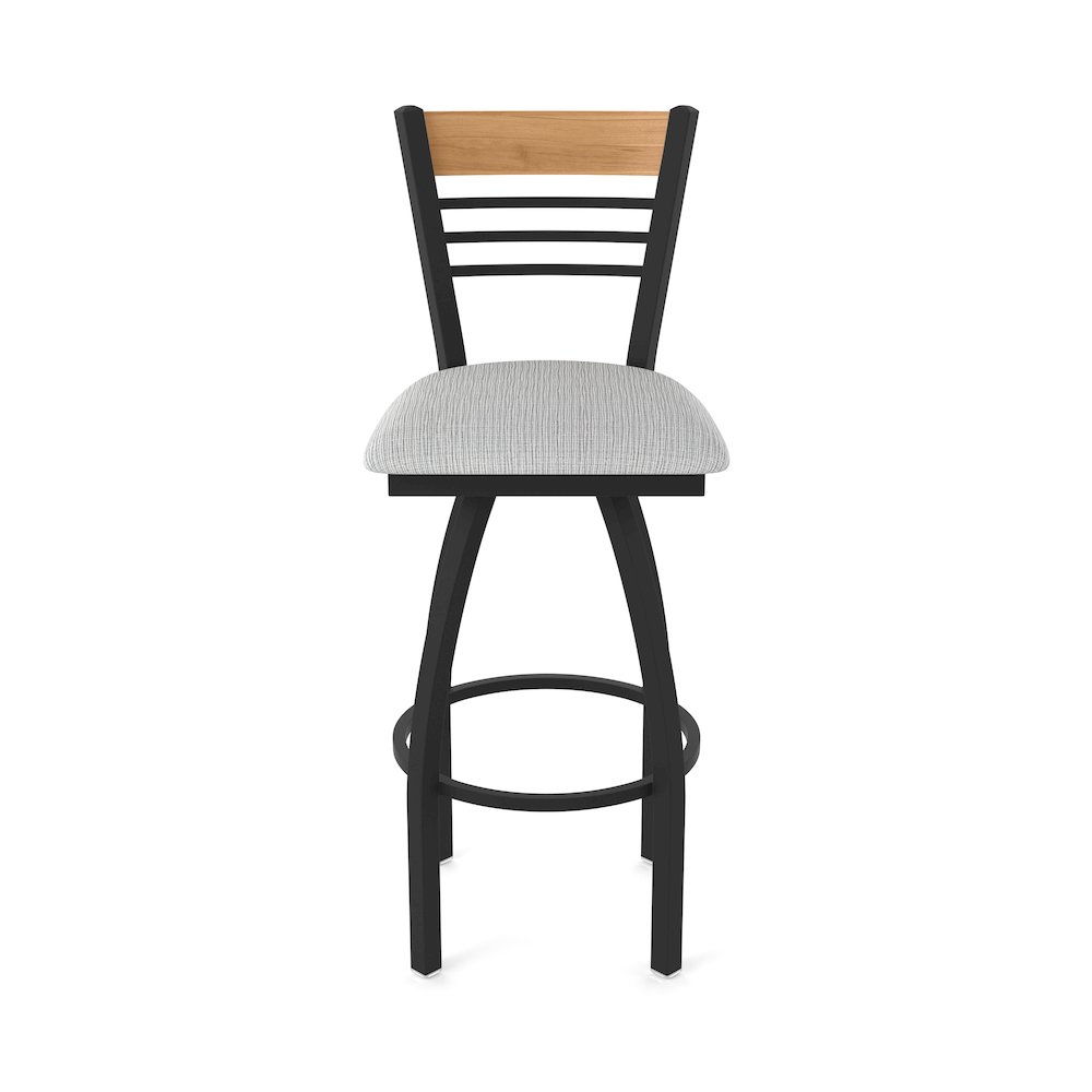 25" Swivel Counter Stool, Black Wrinkle Finish, Medium Back, Graph Alpine Seat. Picture 5