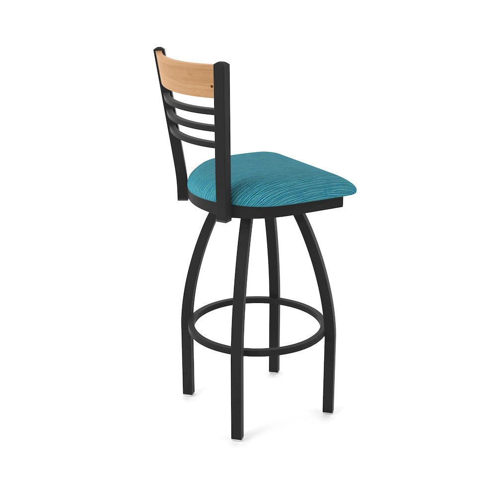 25" Swivel Counter Stool, Black Wrinkle Finish, Medium Back, Graph Tidal Seat. Picture 2