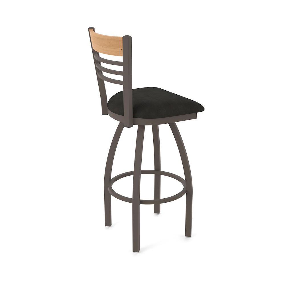 25" Swivel Counter Stool, Bronze Finish, Medium Back, Canter Espresso Seat. Picture 2