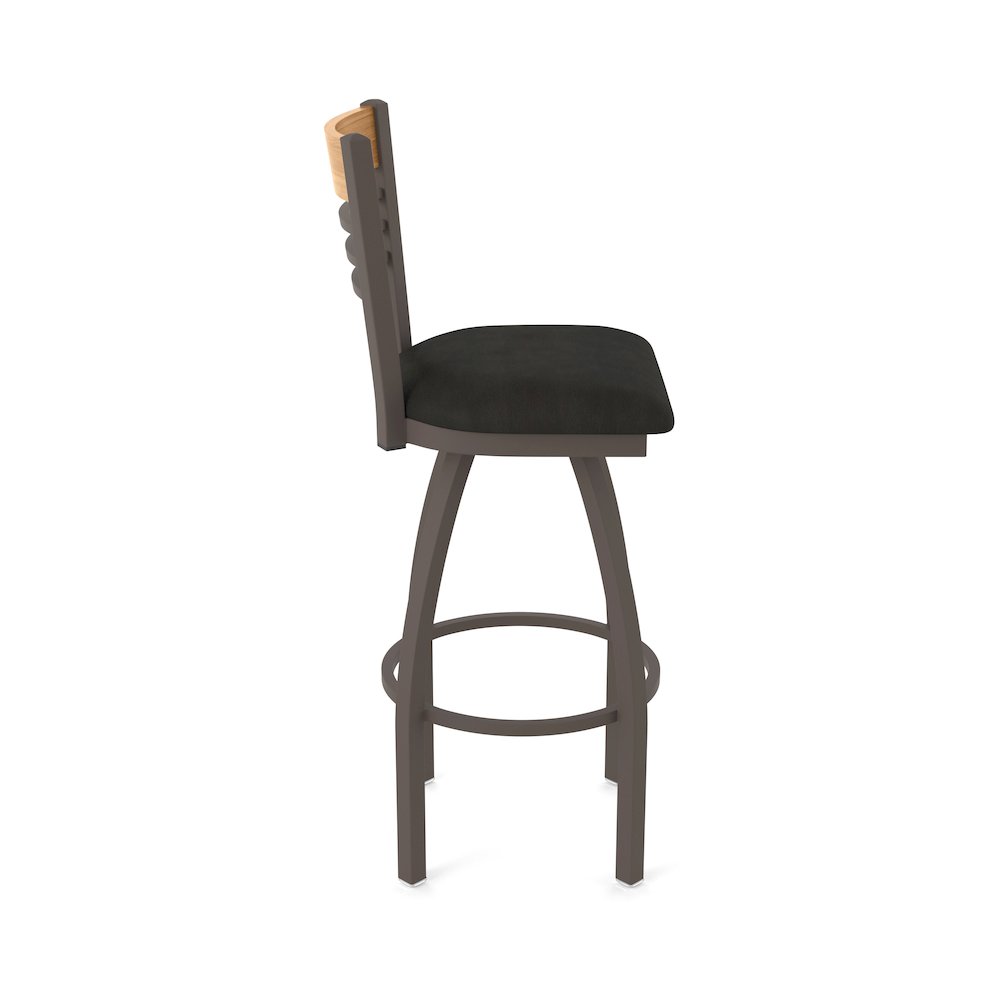 25" Swivel Counter Stool, Bronze Finish, Medium Back, Canter Espresso Seat. Picture 4