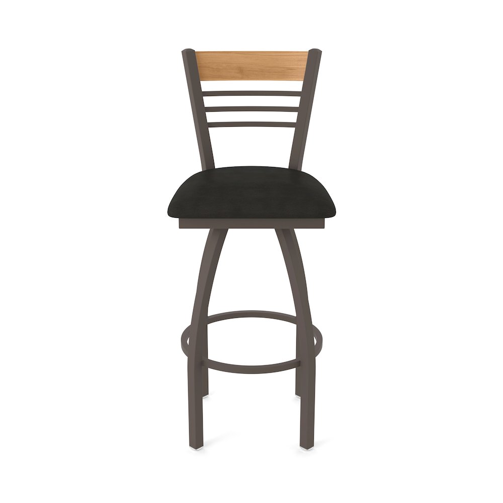 25" Swivel Counter Stool, Bronze Finish, Medium Back, Canter Espresso Seat. Picture 5