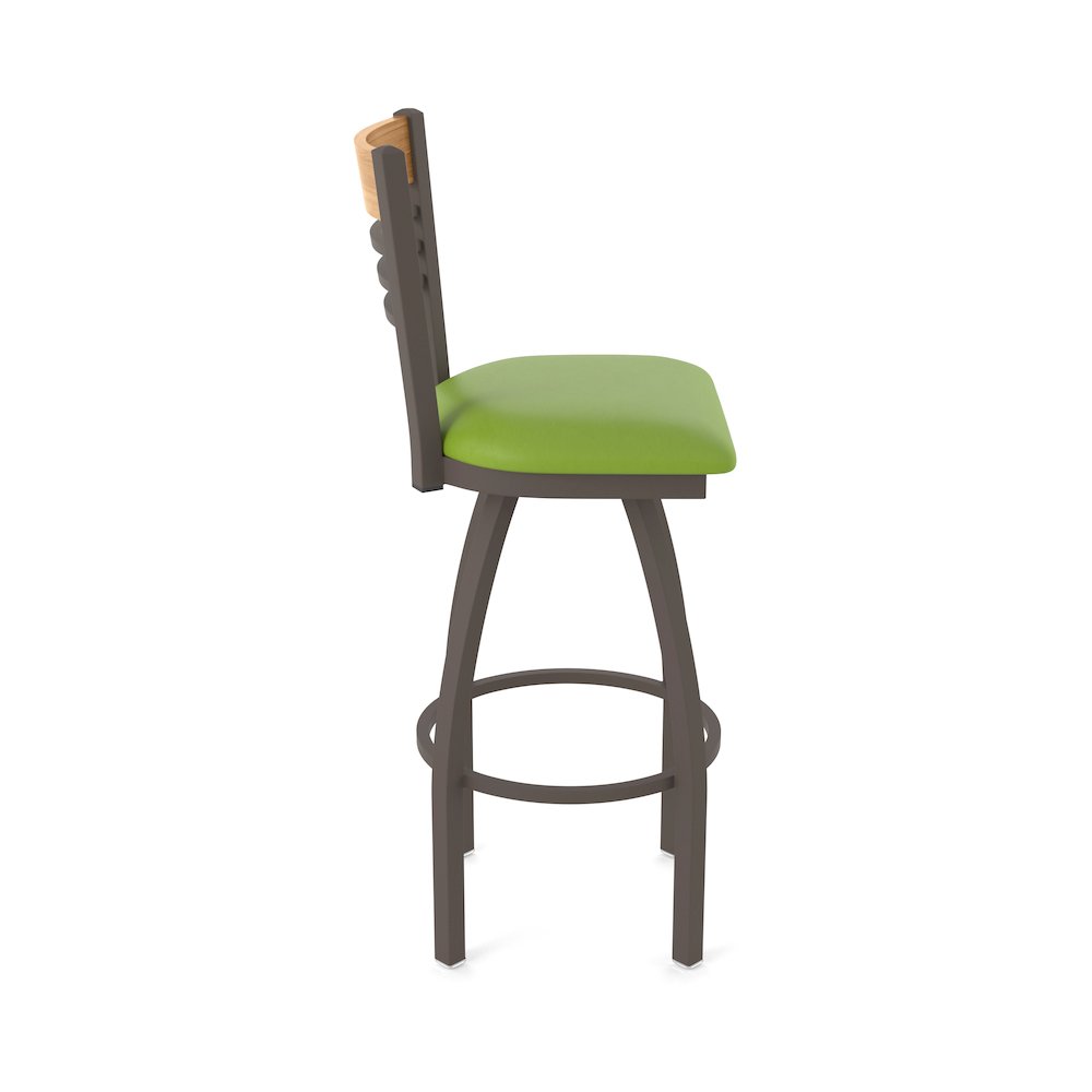 25" Swivel Counter Stool, Bronze Finish, Medium Back, Canter Kiwi Green Seat. Picture 4