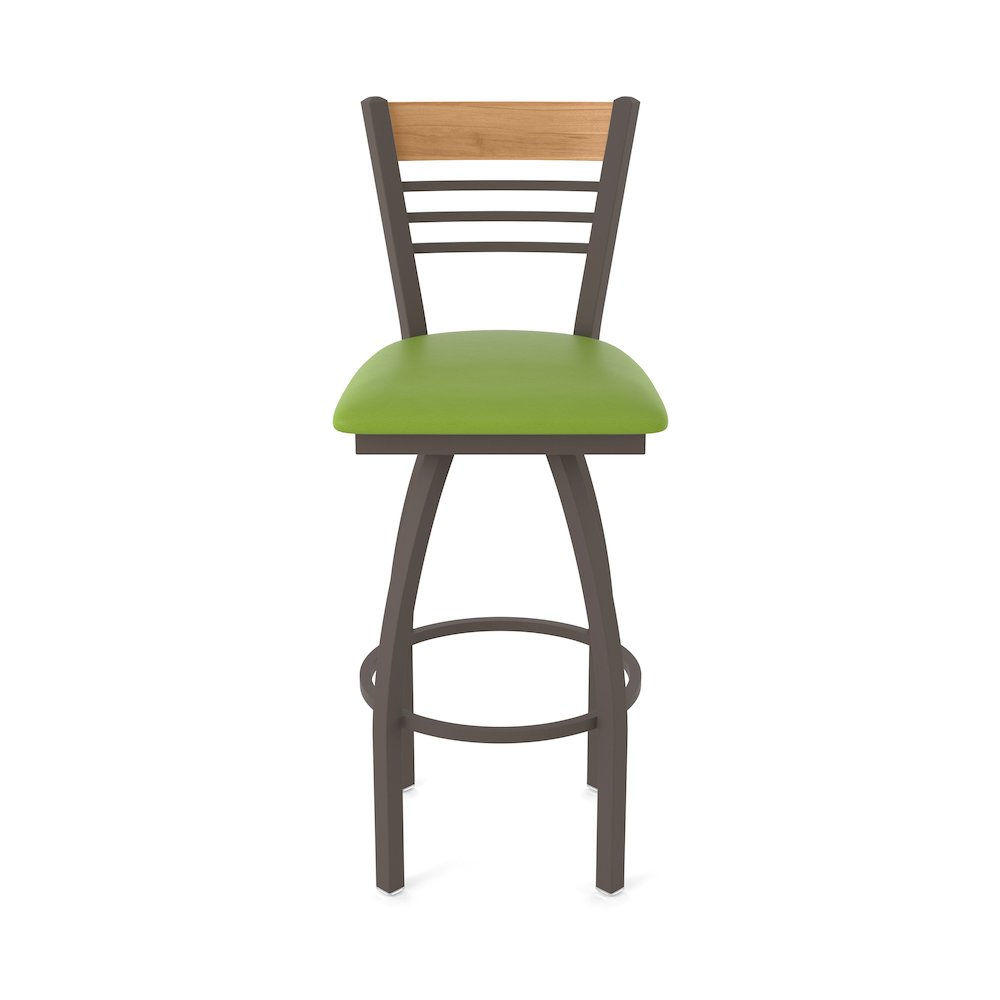 25" Swivel Counter Stool, Bronze Finish, Medium Back, Canter Kiwi Green Seat. Picture 5