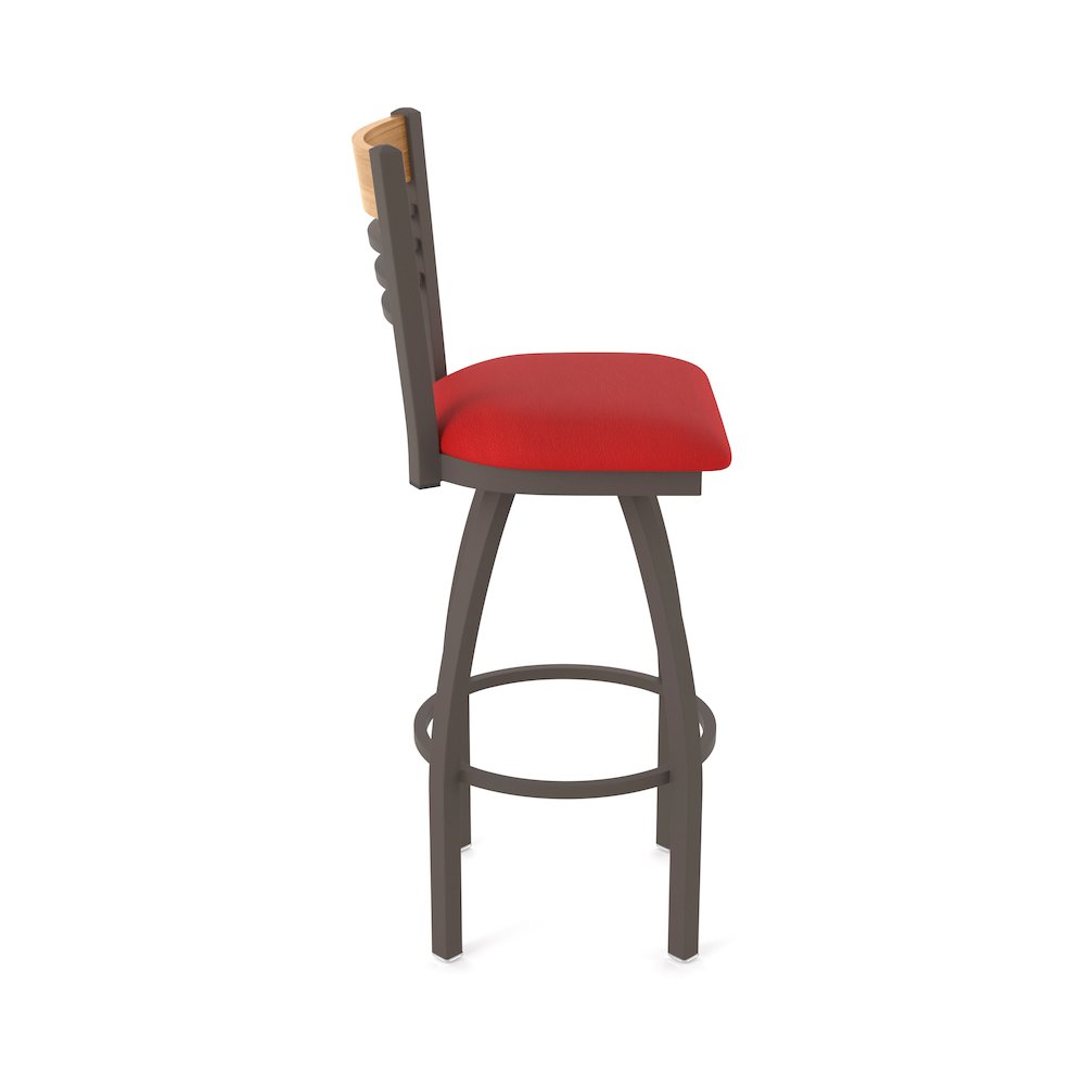25" Swivel Counter Stool, Bronze Finish, Medium Back, Canter Red Seat. Picture 4