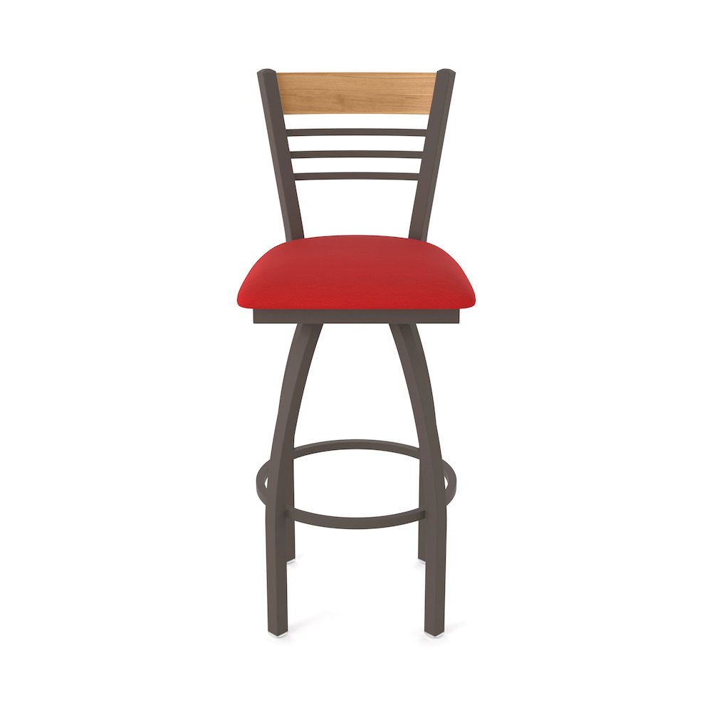 25" Swivel Counter Stool, Bronze Finish, Medium Back, Canter Red Seat. Picture 5