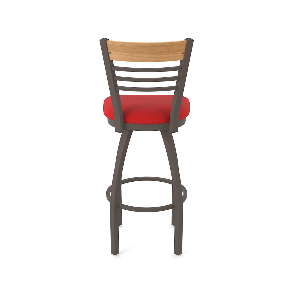 25" Swivel Counter Stool, Bronze Finish, Medium Back, Canter Red Seat. Picture 6