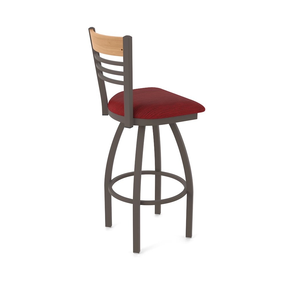 25" Swivel Counter Stool, Bronze Finish, Medium Back, Graph Ruby Seat. Picture 2