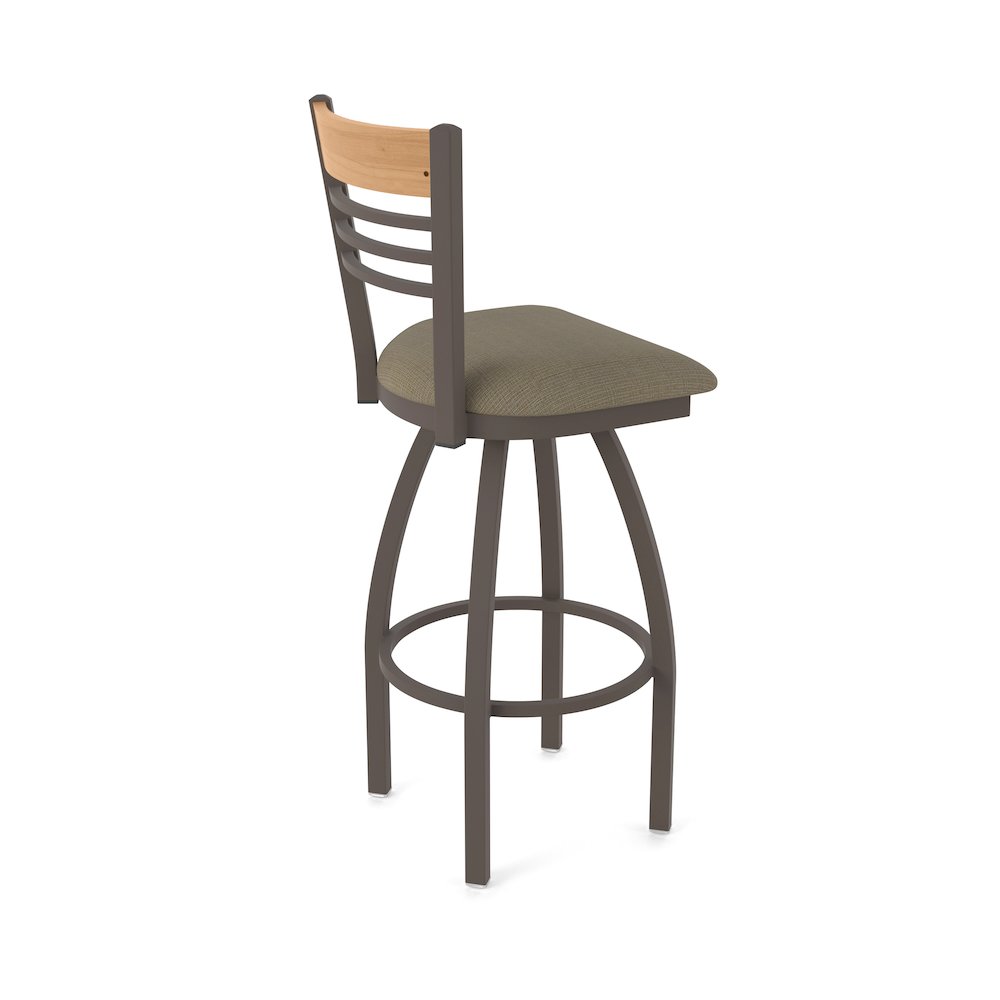 25" Swivel Counter Stool, Bronze Finish, Medium Back, Graph Cork Seat. Picture 2