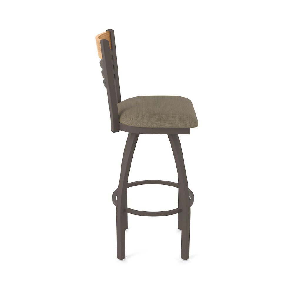 25" Swivel Counter Stool, Bronze Finish, Medium Back, Graph Cork Seat. Picture 4