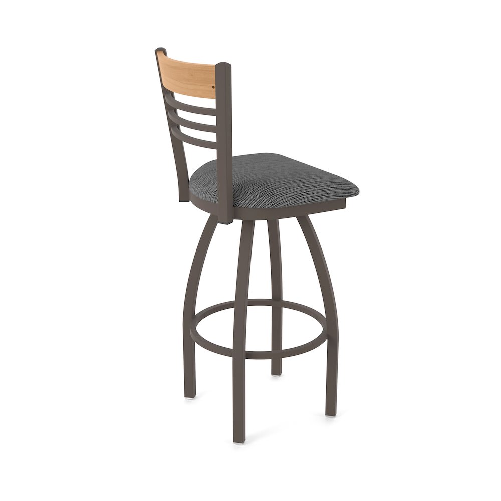 25" Swivel Counter Stool, Bronze Finish, Medium Back, Graph Coal Seat. Picture 2