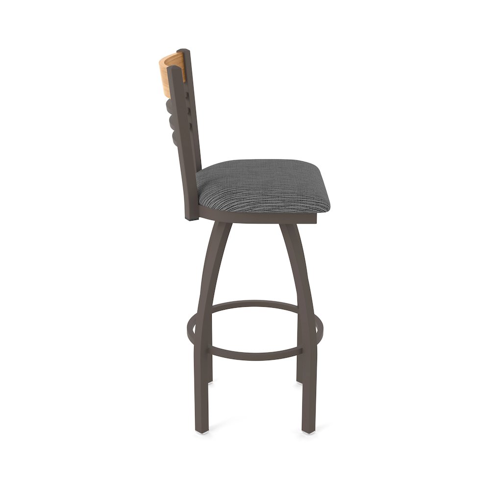 25" Swivel Counter Stool, Bronze Finish, Medium Back, Graph Coal Seat. Picture 4