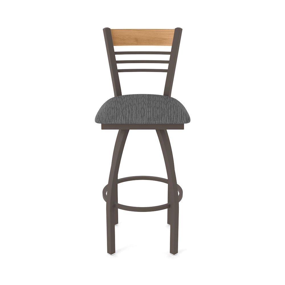 25" Swivel Counter Stool, Bronze Finish, Medium Back, Graph Coal Seat. Picture 5