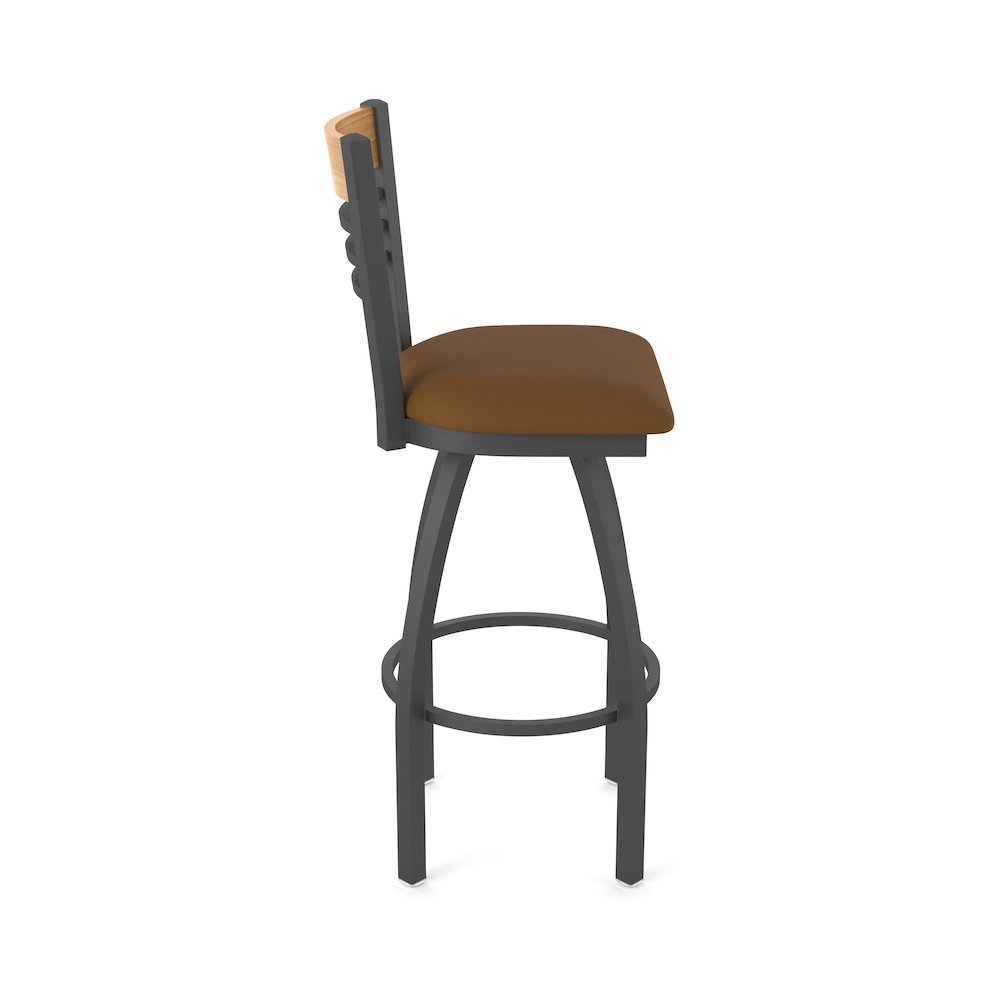 25" Swivel Counter Stool, Pewter Finish, Medium Back, Canter Thatch Seat. Picture 4