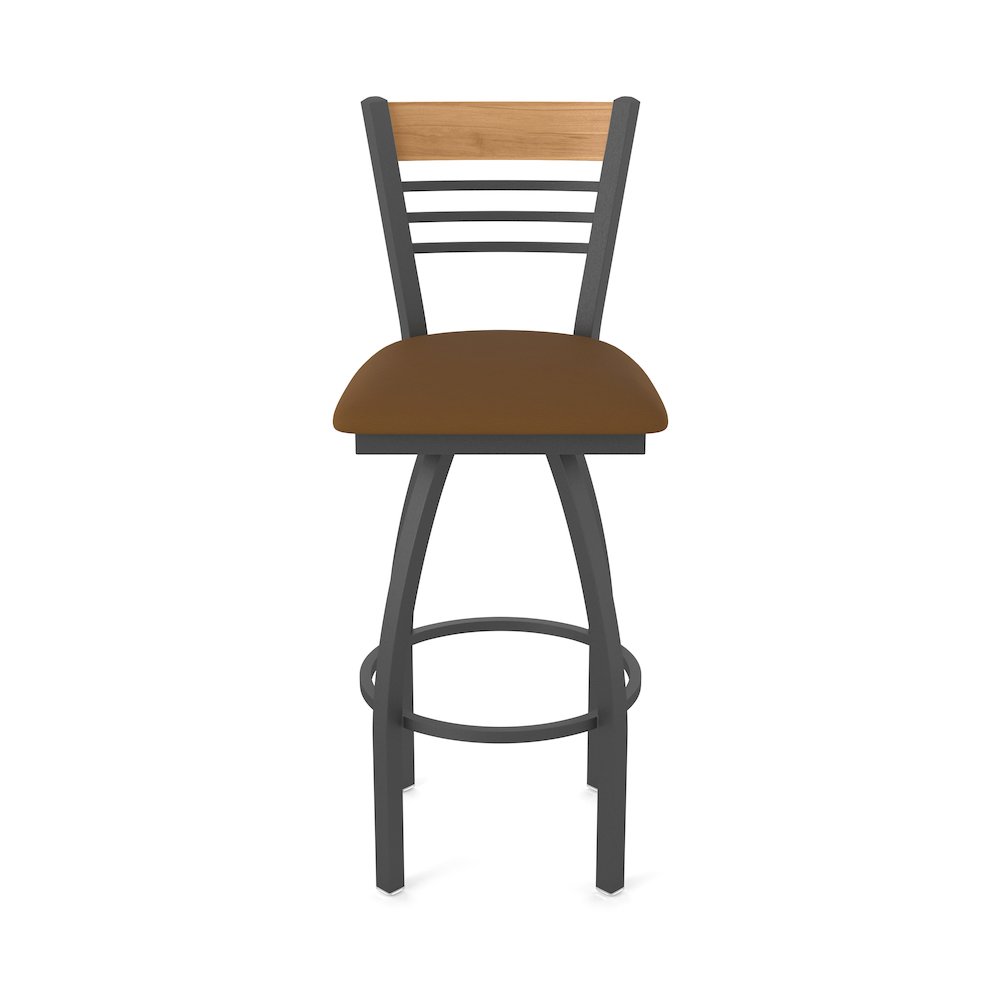 25" Swivel Counter Stool, Pewter Finish, Medium Back, Canter Thatch Seat. Picture 5