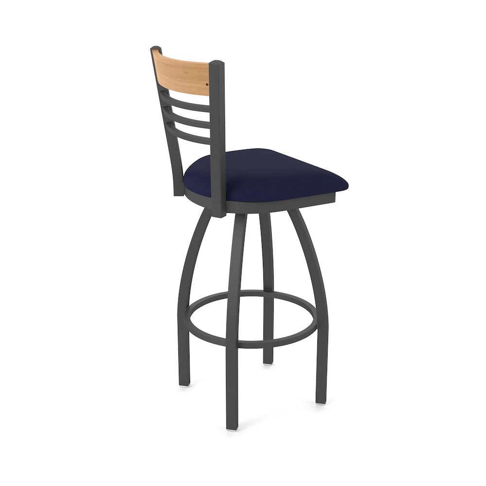 25" Swivel Counter Stool, Pewter Finish, Medium Back, Canter Twilight Seat. Picture 2