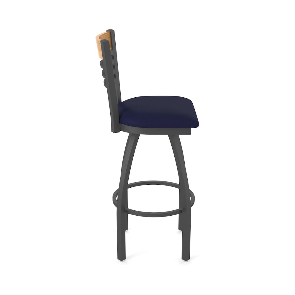 25" Swivel Counter Stool, Pewter Finish, Medium Back, Canter Twilight Seat. Picture 4
