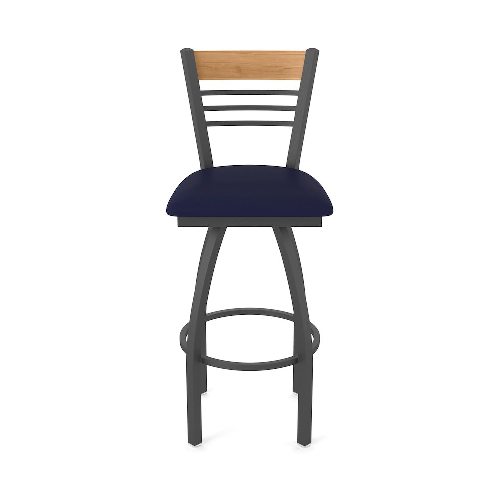 25" Swivel Counter Stool, Pewter Finish, Medium Back, Canter Twilight Seat. Picture 5