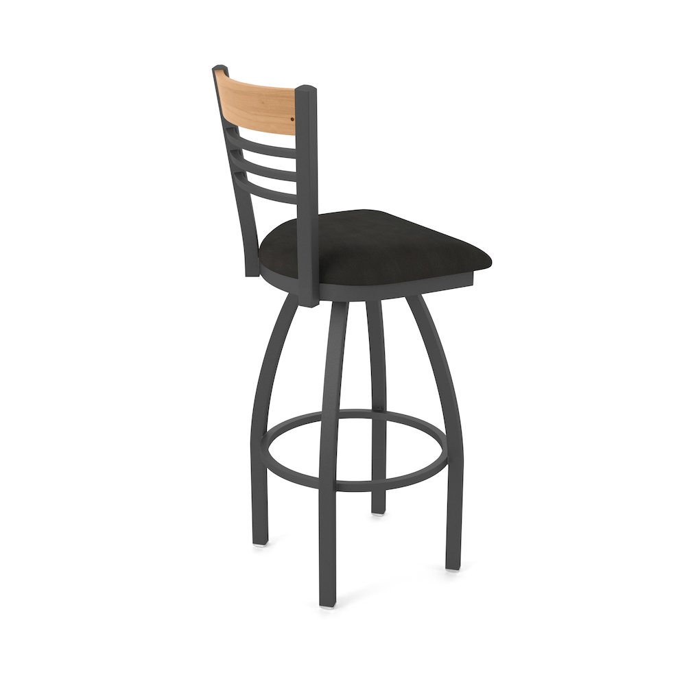 25" Swivel Counter Stool, Pewter Finish, Medium Back, Canter Espresso Seat. Picture 2