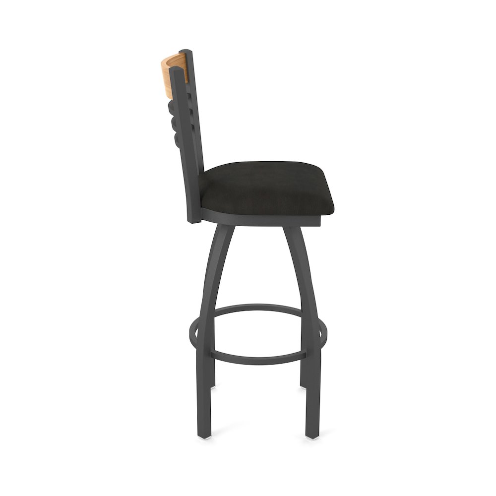 25" Swivel Counter Stool, Pewter Finish, Medium Back, Canter Espresso Seat. Picture 4