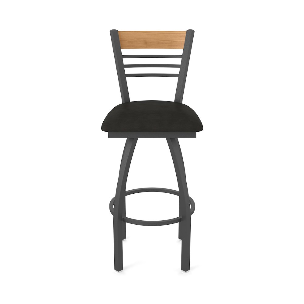 25" Swivel Counter Stool, Pewter Finish, Medium Back, Canter Espresso Seat. Picture 5
