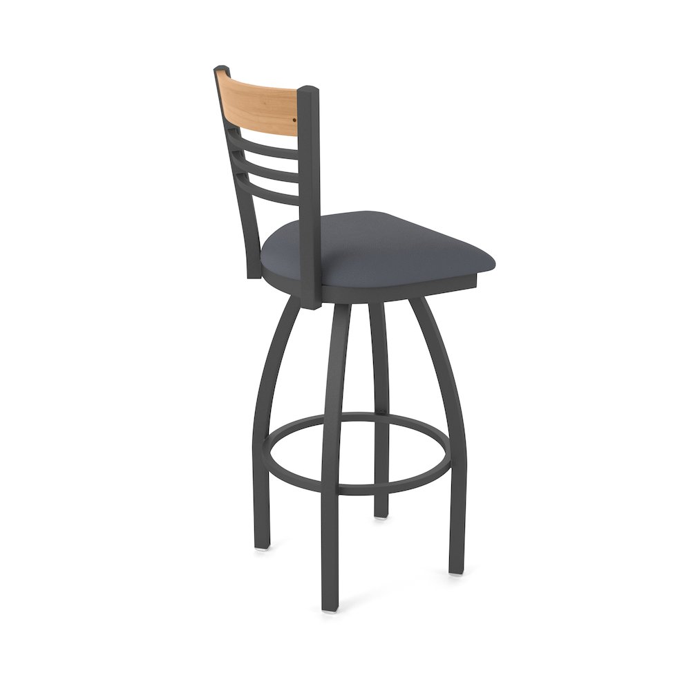 25" Swivel Counter Stool, Pewter Finish, Medium Back, Canter Storm Seat. Picture 2