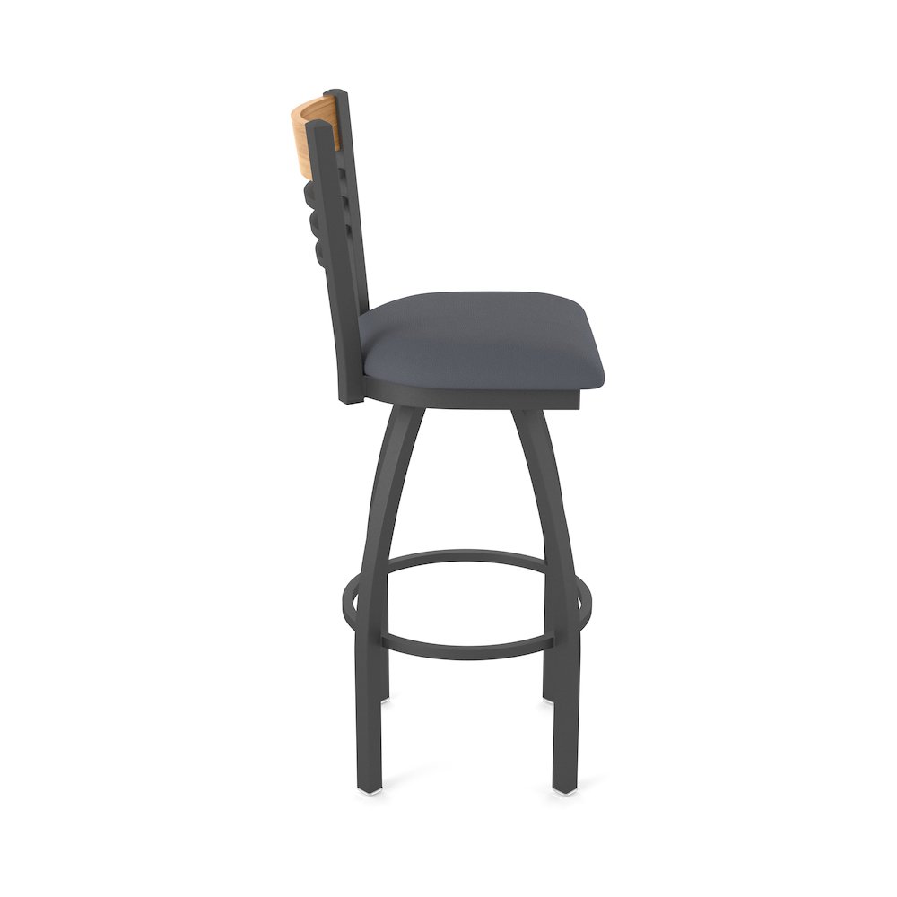 25" Swivel Counter Stool, Pewter Finish, Medium Back, Canter Storm Seat. Picture 4