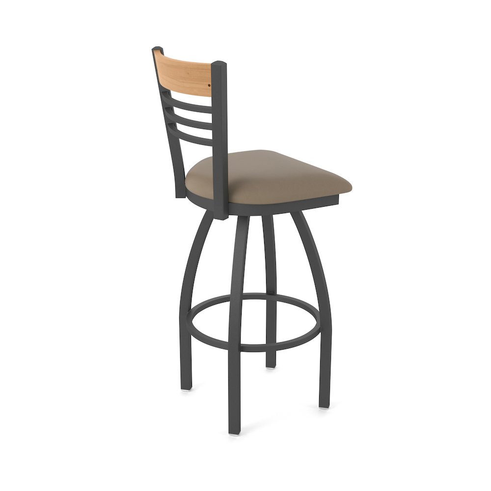 25" Swivel Counter Stool, Pewter Finish, Medium Back, Canter Earth Seat. Picture 2