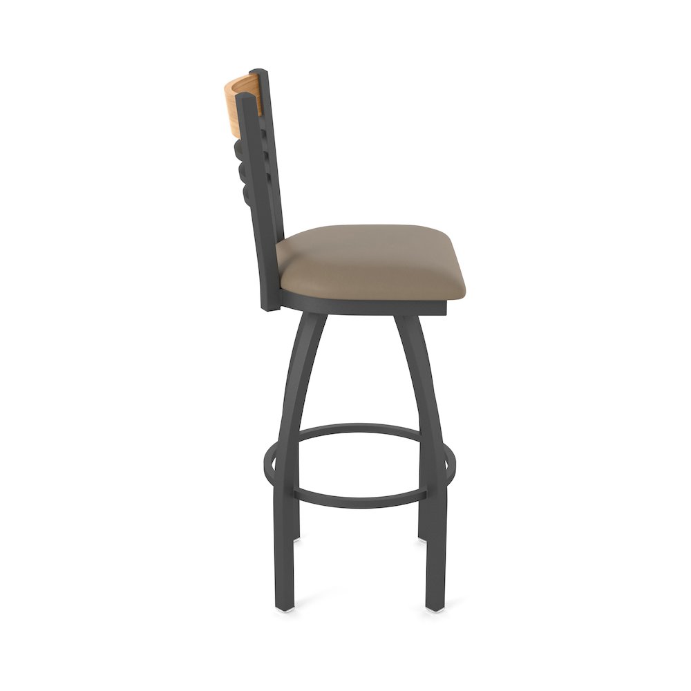 25" Swivel Counter Stool, Pewter Finish, Medium Back, Canter Earth Seat. Picture 4