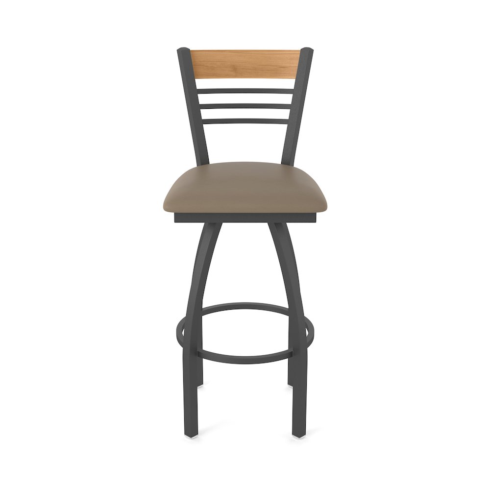 25" Swivel Counter Stool, Pewter Finish, Medium Back, Canter Earth Seat. Picture 5