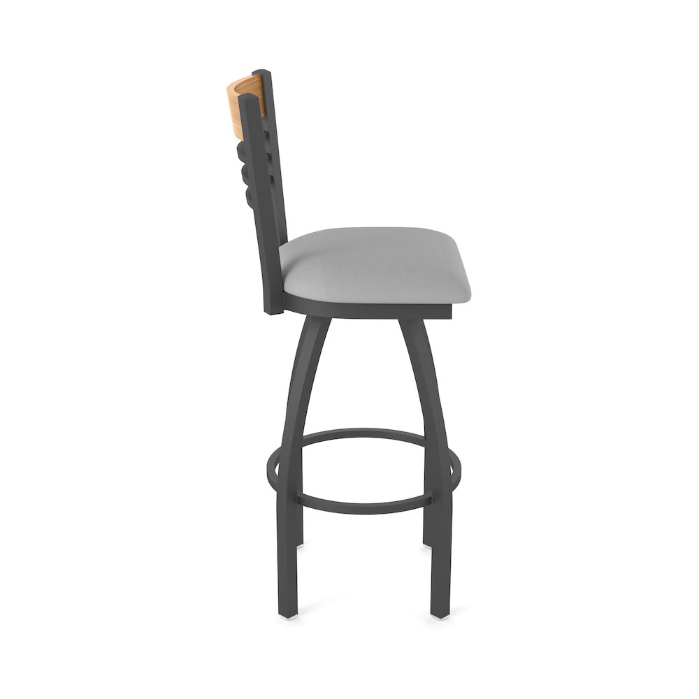 25" Swivel Counter Stool, Pewter Finish, Medium Back, Canter Folkstone Grey Seat. Picture 4