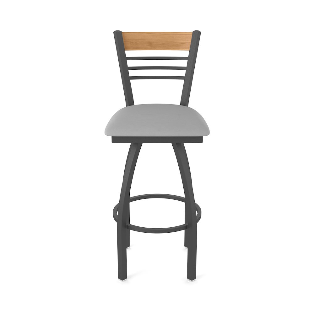 25" Swivel Counter Stool, Pewter Finish, Medium Back, Canter Folkstone Grey Seat. Picture 5