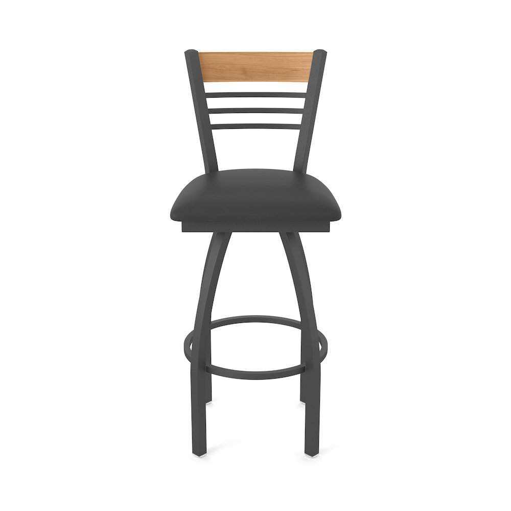 25" Swivel Counter Stool, Pewter Finish, Medium Back, Canter Iron Seat. Picture 5