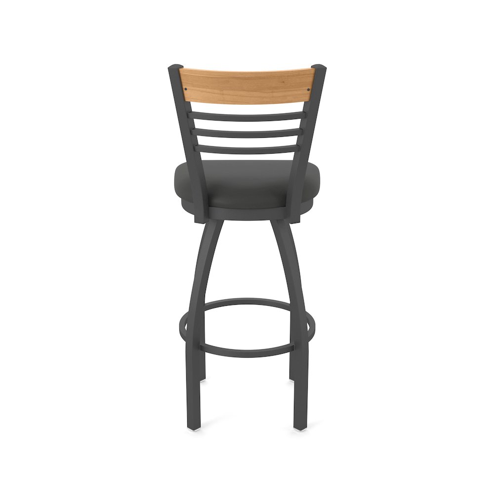 25" Swivel Counter Stool, Pewter Finish, Medium Back, Canter Iron Seat. Picture 6