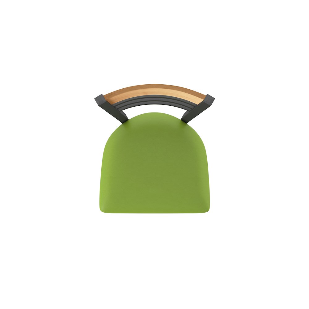 25" Swivel Counter Stool, Pewter Finish, Medium Back, Canter Kiwi Green Seat. Picture 3