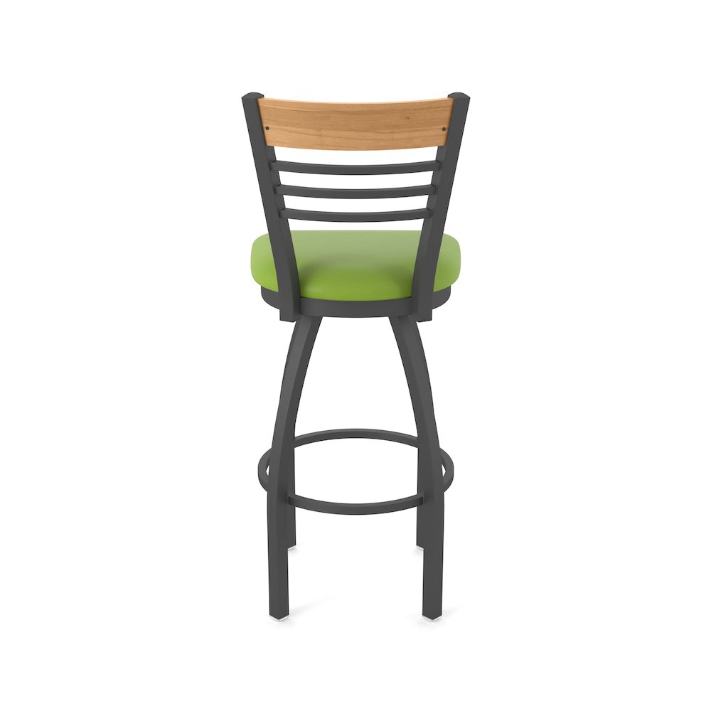 25" Swivel Counter Stool, Pewter Finish, Medium Back, Canter Kiwi Green Seat. Picture 6