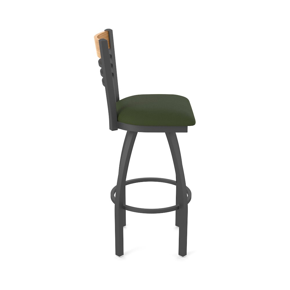 25" Swivel Counter Stool, Pewter Finish, Medium Back, Canter Pine Seat. Picture 4