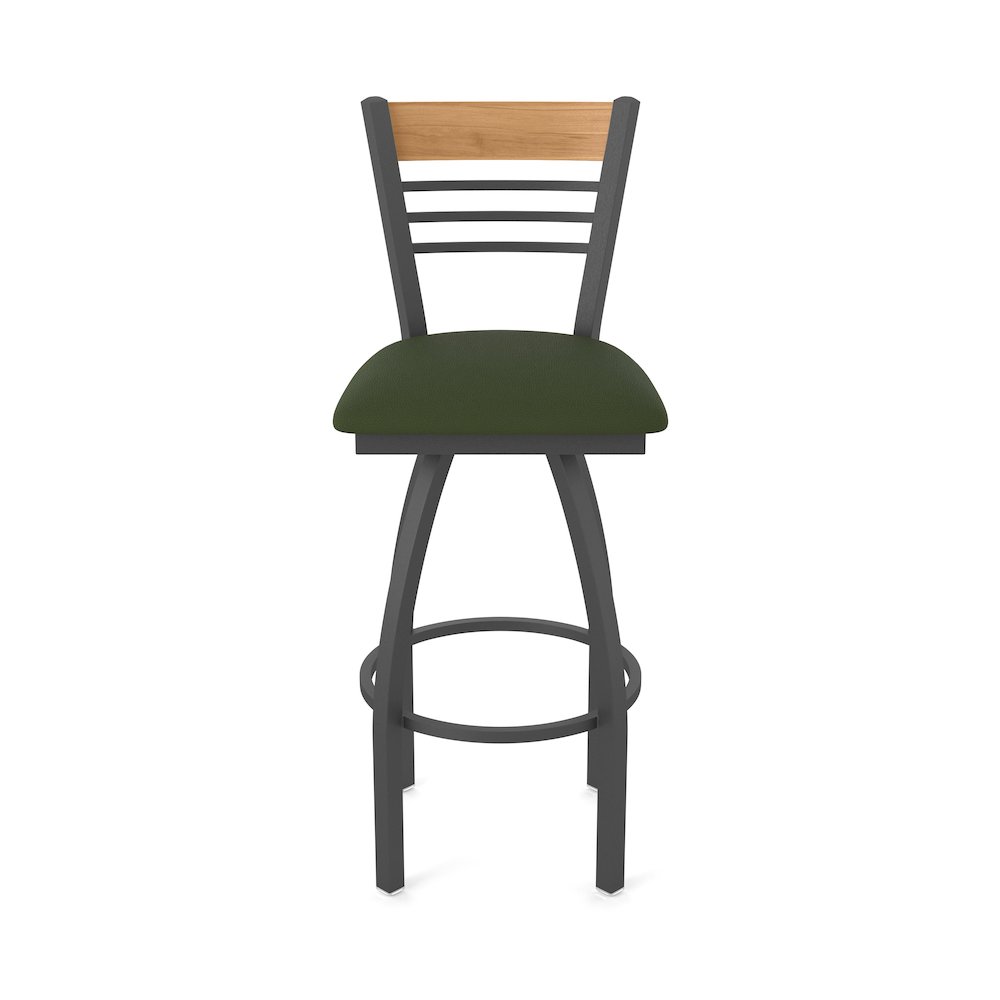 25" Swivel Counter Stool, Pewter Finish, Medium Back, Canter Pine Seat. Picture 5