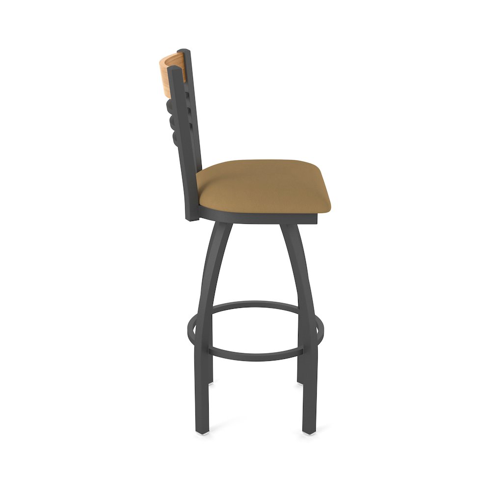 25" Swivel Counter Stool, Pewter Finish, Medium Back, Canter Saddle Seat. Picture 4