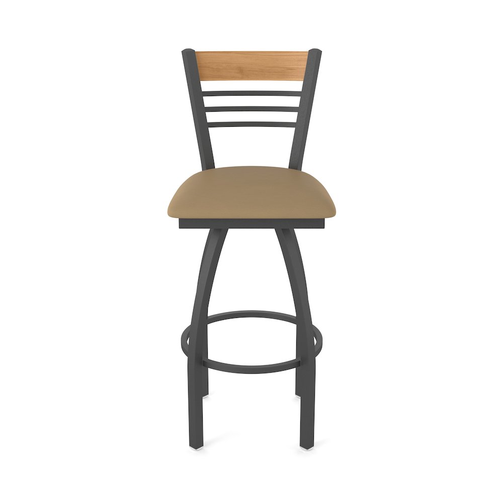 25" Swivel Counter Stool, Pewter Finish, Medium Back, Canter Sand Seat. Picture 5