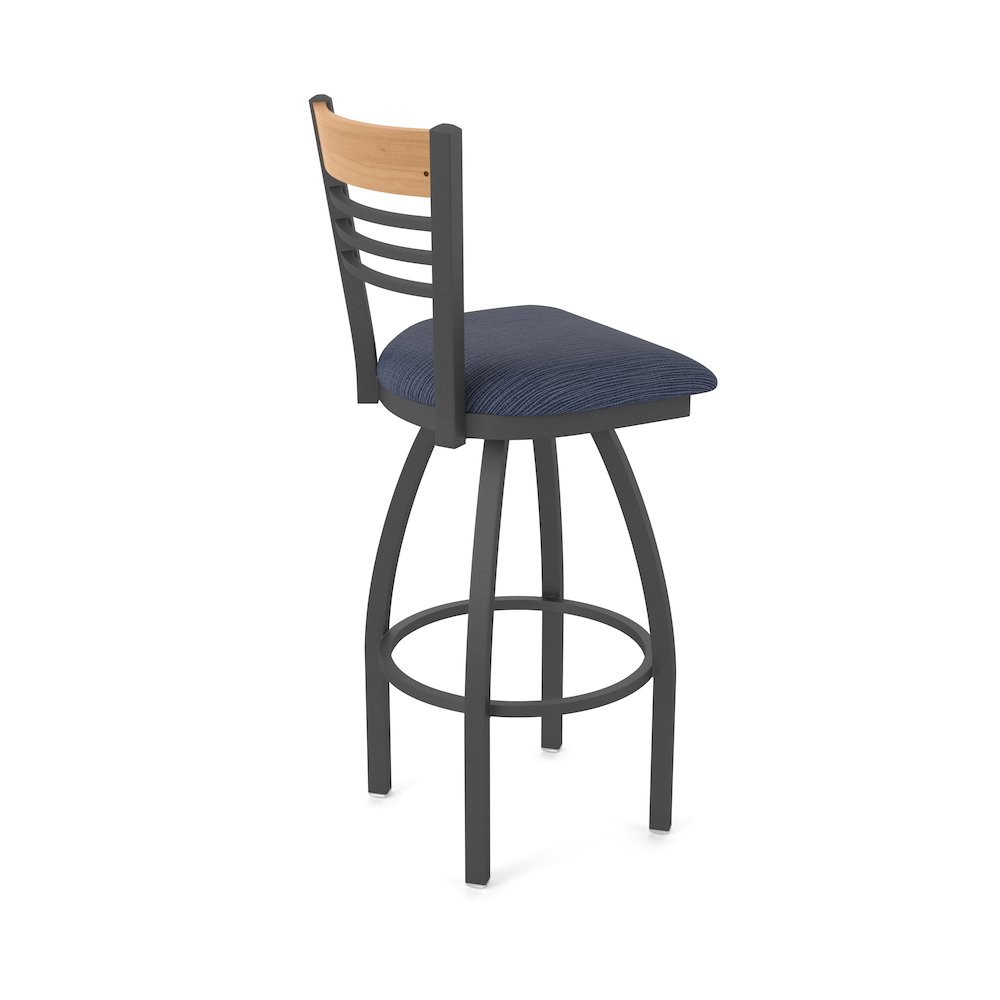25" Swivel Counter Stool, Pewter Finish, Medium Back, Graph Anchor Seat. Picture 2
