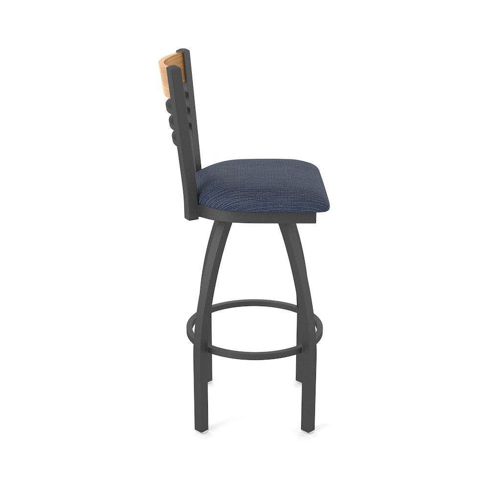 25" Swivel Counter Stool, Pewter Finish, Medium Back, Graph Anchor Seat. Picture 4