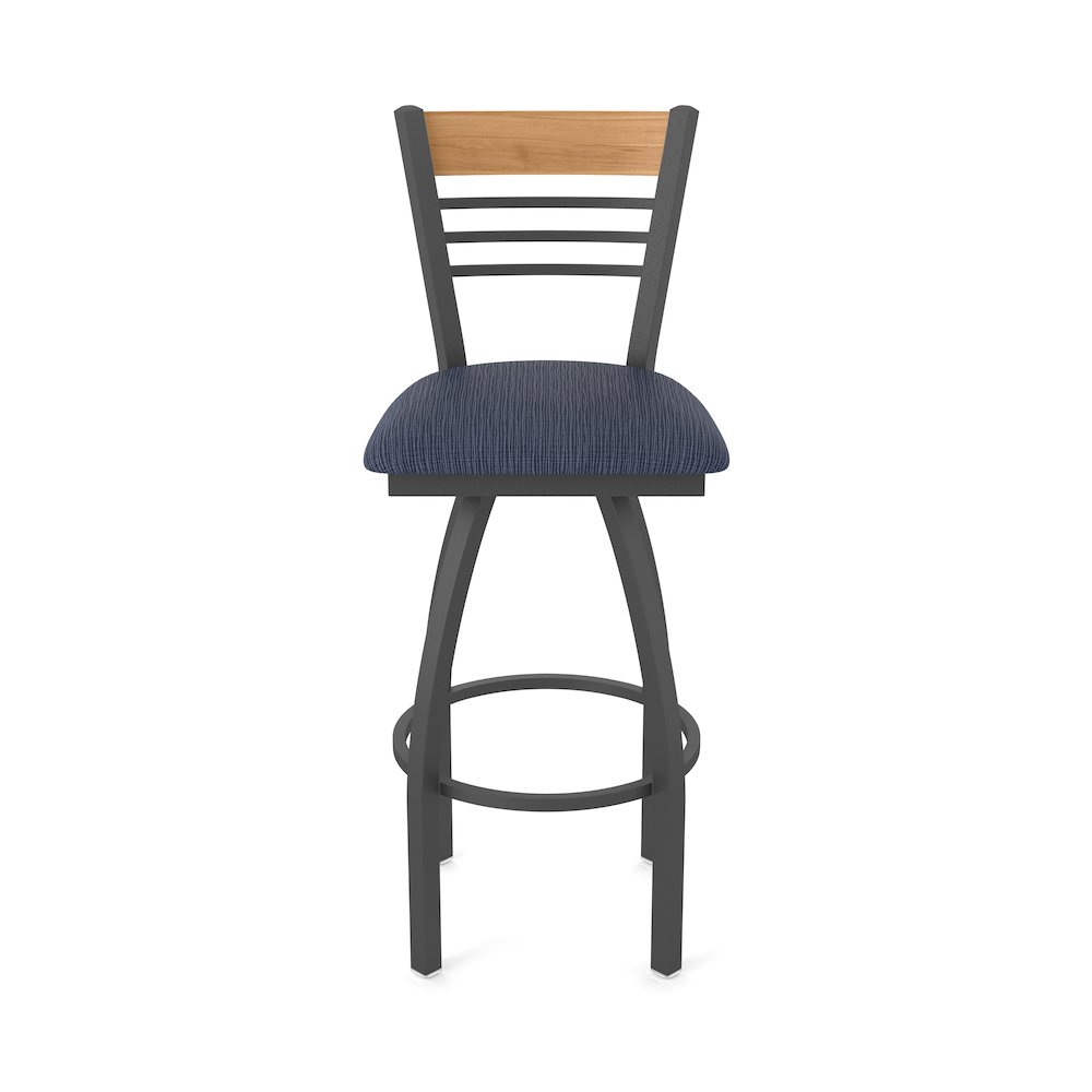 25" Swivel Counter Stool, Pewter Finish, Medium Back, Graph Anchor Seat. Picture 5