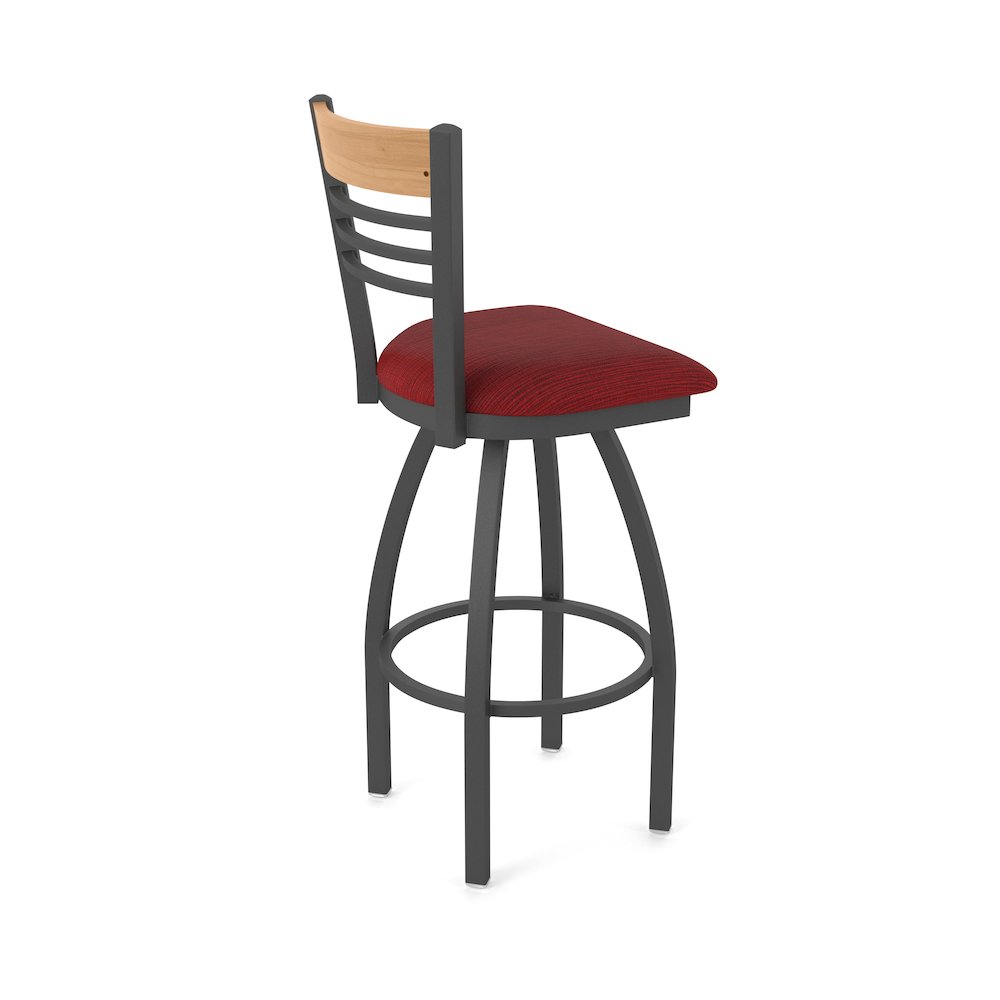 25" Swivel Counter Stool, Pewter Finish, Medium Back, Graph Ruby Seat. Picture 2