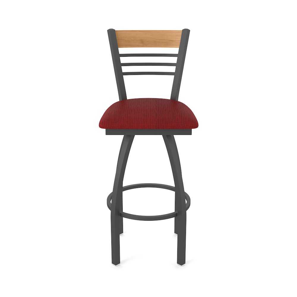 25" Swivel Counter Stool, Pewter Finish, Medium Back, Graph Ruby Seat. Picture 5