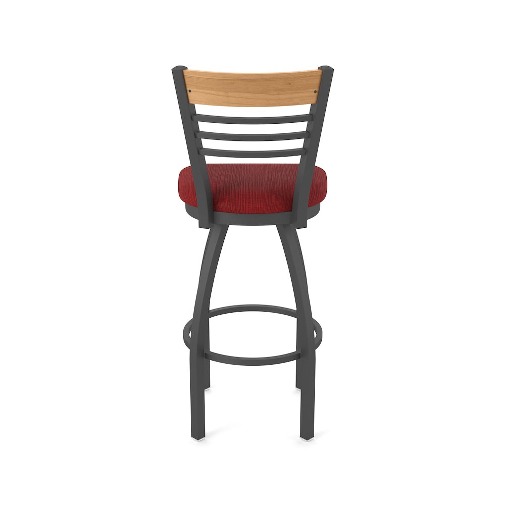 25" Swivel Counter Stool, Pewter Finish, Medium Back, Graph Ruby Seat. Picture 6