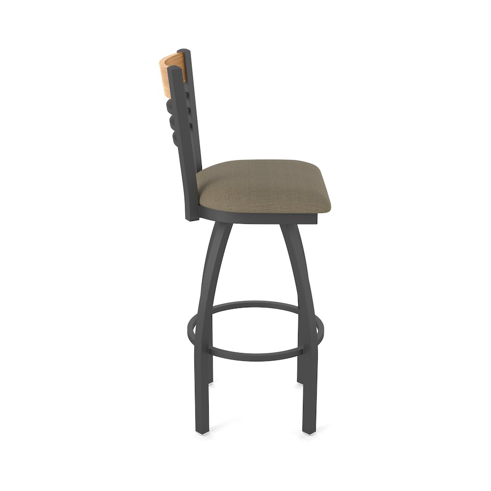 25" Swivel Counter Stool, Pewter Finish, Medium Back, Graph Cork Seat. Picture 4