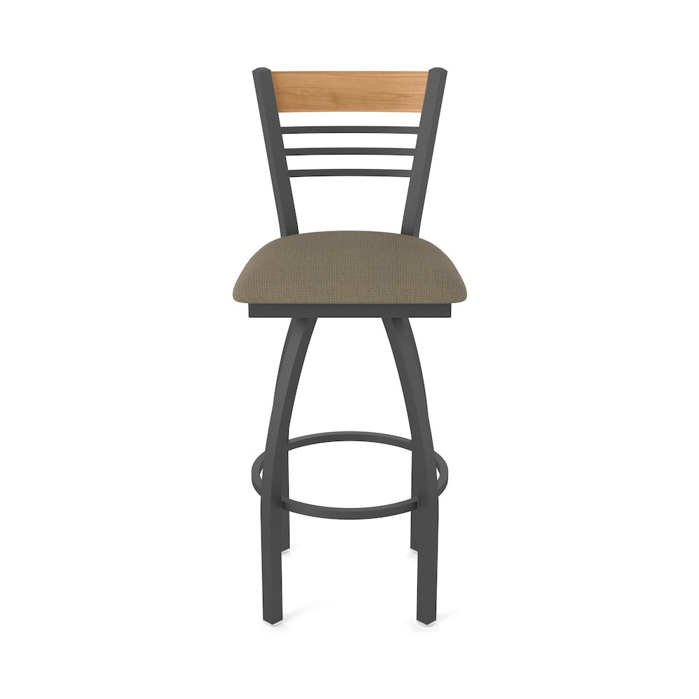 25" Swivel Counter Stool, Pewter Finish, Medium Back, Graph Cork Seat. Picture 5