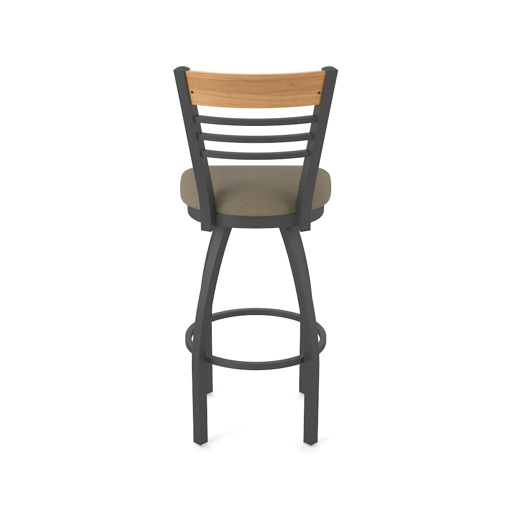 25" Swivel Counter Stool, Pewter Finish, Medium Back, Graph Cork Seat. Picture 6